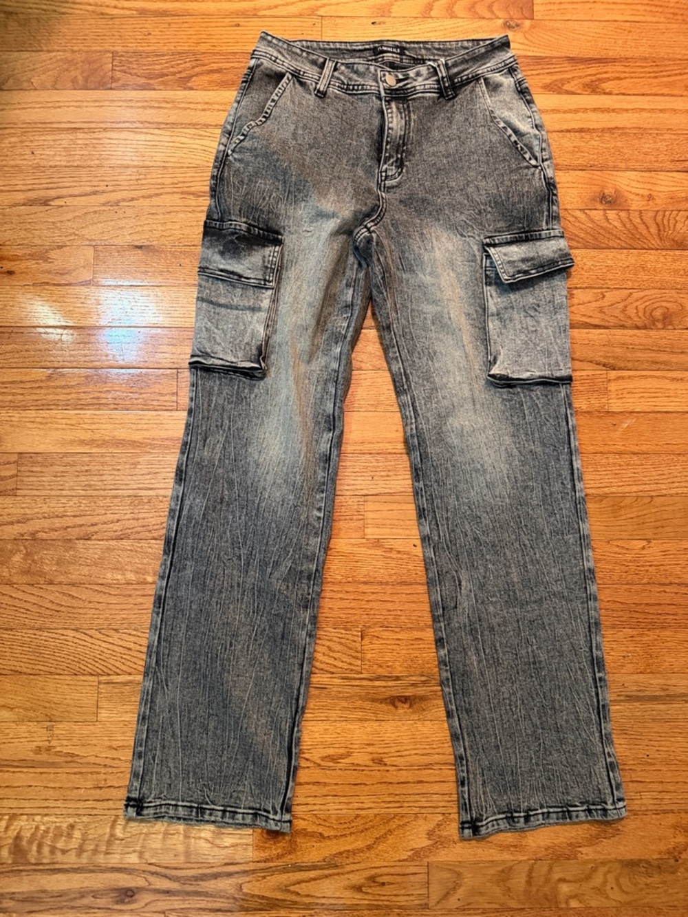 Gray Washed Cargo Jeans